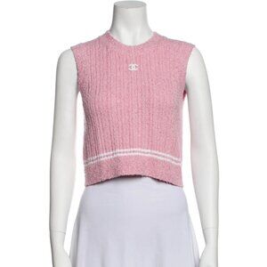 CHANEL Chanel Authentic 2022 Crew Neck Crop Top  Size 36 S Small Wool Knit CC